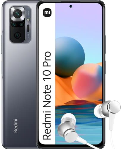 Xiaomi Redmi Note 10 Pro Smartphone Schermo da 6,67" 120Hz AMOLED, Snapdragon 732G, Quadrupla Fotocamera da 108 MP, 5020 mAh + Mi In Ear Silver, Colore Onyx Gray, 8 + 128 GB