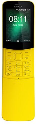 Nokia 8110 Telefono Cellulare 4G Dual Sim, Display 2.5" a Colori, 4GB, Bluetooth, Fotocamera, Giallo [Italia]