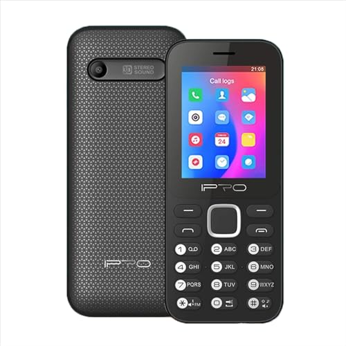 IPRO P1 Telefono Cellulare GSM 2G Dual Sim Display 2.4" a Colori, Ram 32MB, Rom 32MB, Bluetooth, Fotocamera, Radio FM, Sveglia, Torcia LED, Cellulare per Anziani Facile da Usare, Nero