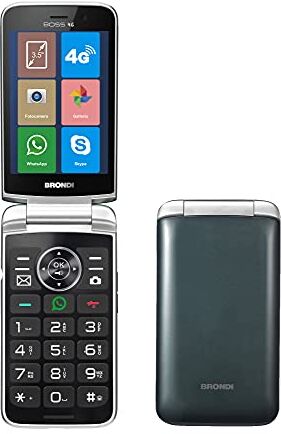 Brondi BOSS 4G Telefono Cellulare Maxi Display, Tastiera Fisica Retroilluminata, Dual Sim, 5 MP, Li-ion 1500 mAh, Flip Attivo,Type-c, Social Network, Verde