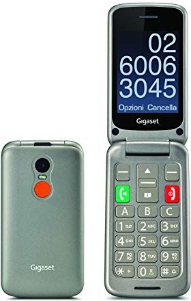 Siemens GL590 Telefono Cellulare a conchiglia, Tasto SOS, Vivavoce, Torcia, Base di Ricarica, Display da 2.8, Grigio [Versione Italiana]