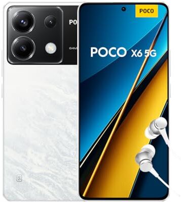 Xiaomi POCO X6 5G Smartphone 12+256GB, Schermo Amoled 6.67 120HZ 1.5K, Snapdragon 7s Gen 2, Tripla fotocamera fino a 64 MP, 5100mAh, Bianco (Versione IT)