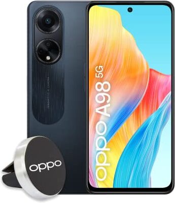 Oppo A98 5G Smartphone, Tripla Fotocamera 64MP, Selfie 32 MP, Display 6.72” 120HZ LDC FHD+, 5000mAh, RAM 8, Esp 4GB/6GB/8GB + ROM 256GB, esp 1TB, IPX4, Supporto Auto, Versione Italia, Cool Black