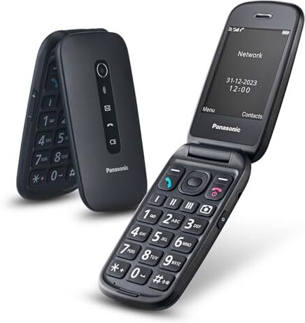 Panasonic KX-TU550EXB Telefono 4G Cellulare Essenziale per Anziani a Conchiglia, Fotocamera da 1.2MP, Telefono per Anziani con Schermo Grande da 2.8", 300 Ore di Standby, Nero