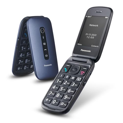 Panasonic KX-TU550EXC Telefono 4G Cellulare Essenziale per Anziani a Conchiglia, Fotocamera da 1.2MP, Telefono per Anziani con Schermo Grande da 2.8", 300 Ore di Standby, Blu