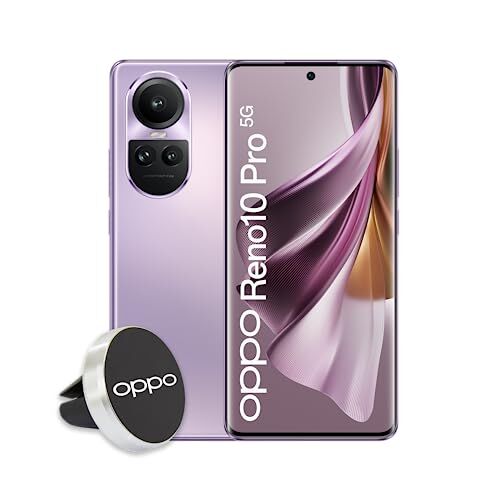 Oppo Reno10 Pro Smartphone 5G, AI Tripla Fotocamera 50+32+8MP, Selfie 32MP, Display 6.7" 120HZ AMOLED, 4600mAh, RAM 12GB (Esp 24GB) + ROM256GB, Supporto Auto, Versione Italia, Colore Glossy Purple