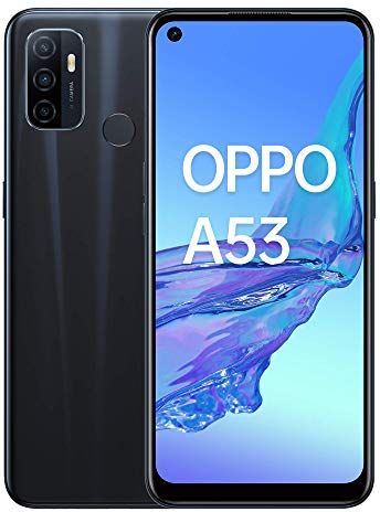 Oppo A53 Smartphone, 186g, Display 6.5" HD + LCD, 3 Fotocamere 13MP, RAM 4 GB + ROM 64 GB Espandibile, Batteria 5000 mAh, Ricarica Rapida, Dual Sim, Versione Italiana, Electric Black