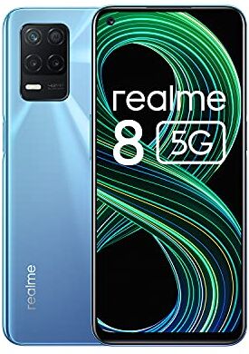 Realme 8 5G Smartphone, Processore 5G Dimensity 700, Display fluido a 90 Hz, Grande batteria da 5.000 mAh, Fotocamera da 48 MP con modalità Nightscape, Dual Sim, NFC, 4+64GB, Blu (Supersonic Blue)