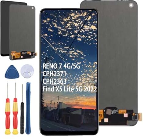 Yuxyiony Nuovo Schermo di Ricambio per Oppo Reno 7 4G 5G CPH2371 CPH2363/Find X5 Lite 5G 2022 Display LCD Riparazione dello Schermo e Sostituzione Strumento Accessori