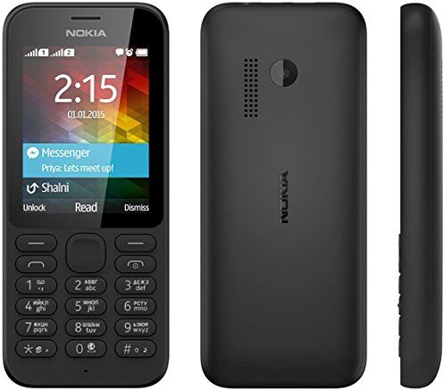 Microsoft Nokia A00023207 215 Smartphone Dual-Sim(5, 08 cm Display, 0,3 fotocamera da, GSM-Dual Band, 8MB RAM, Bluetooth 3,0, Micro USB 2,0) Nero