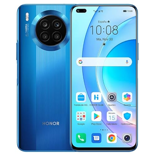 Honor 50 Lite Smartphone con Google Service, fotocamera da 64 MP, batteria da 4300 mAh, Supercharge da 66 W, display Full View da 6,67", 6 + 128 GB, Blu (Ricondizionato)