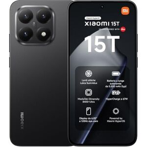 Xiaomi 15T, Smartphone 12+512GB, Display da 6,83" 120Hz, MediaTek Dimensity 8400-Ultra, Obiettivo ottico Leica Summilux da 50MP, 5500mAh, Garanzia 2 Anni, Nero, Caricabatterie non incluso Xiaomi 15T, Smartphone 12+512GB, Display da 6,83" 120Hz, MediaTek Dimensity 8400-Ultra, Obiettivo ottico Leica Summilux da 50MP, 5500mAh, Garanzia 2 Anni, Nero, Caricabatterie non incluso