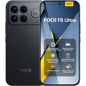 Xiaomi POCO F8 Ultra, Smartphone 12+256 GB, Display AMOLED 6,9" 120Hz, Fotocamera 50MP Light Fusion 950 con OIS, Audio Sound by Bose, Batteria 6500mAh, Nero, Garanzia 2 anni, Caricatore escluso Xiaomi POCO F8 Ultra, Smartphone 12+256 GB, Display AMOLED 6,9" 120Hz, Fotocamera 50MP Light Fusion 950 con OIS, Audio Sound by Bose, Batteria 6500mAh, Nero, Garanzia 2 anni, Caricatore escluso