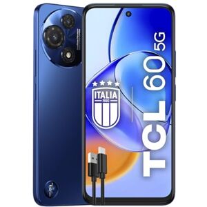 TCL 60 5G, Smartphone 5G, Display NXTVISION 6.8" 120Hz HD+, RAM 16GB, Memoria 256GB, Doppia Fotocamera 50MP con Macro + 5MP UW, Batteria 5200mAh, 18W Fast Charge, Midnight Blue +Cavo USB-C Aggiuntivo TCL 60 5G, Smartphone 5G, Display NXTVISION 6.8" 120Hz HD+, RAM 16GB, Memoria 256GB, Doppia Fotocamera 50MP con Macro + 5MP UW, Batteria 5200mAh, 18W Fast Charge, Midnight Blue +Cavo USB-C Aggiuntivo