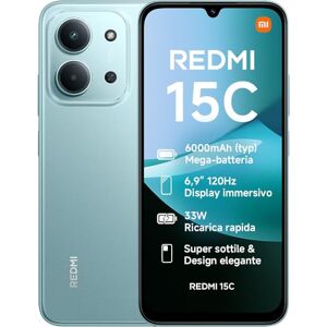 Xiaomi Redmi 15C, Smartphone 4+256GB, Display 6,9" 120Hz, 7,99mm, MediaTek Helio G81-Ultra, Dual camera da 50MP, Mega batteria da 6000mAh, Garanzia 2 anni, Verde, Caricabatterie non incluso Xiaomi Redmi 15C, Smartphone 4+256GB, Display 6,9" 120Hz, 7,99mm, MediaTek Helio G81-Ultra, Dual camera da 50MP, Mega batteria da 6000mAh, Garanzia 2 anni, Verde, Caricabatterie non incluso