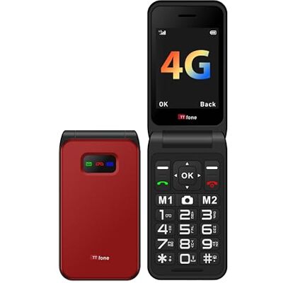TTfone TT760 Telefono Cellulare 4G a Flip con Grandi Pulsanti per Anziani e Pulsante di Assistenza d'Emergenza Telefono Cellulare Semplice Sbloccato (con cavo USB, Rosso) TTfone TT760 Telefono Cellulare 4G a Flip con Grandi Pulsanti per Anziani e Pulsante di Assistenza d'Emergenza Telefono Cellulare Semplice Sbloccato (con cavo USB, Rosso)