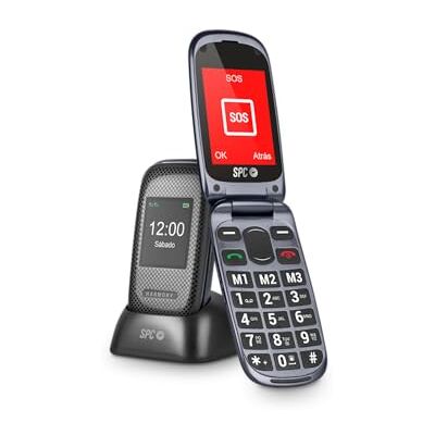 SPC Harmony Telefono cellulare per anziani, cellulare con coperchio, tasti grandi, volume alto 96dB, compatibile con apparecchi acustici, contatti con immagini, pulsante SOS, doppio schermo, senza SPC Harmony Telefono cellulare per anziani, cellulare con coperchio, tasti grandi, volume alto 96dB, compatibile con apparecchi acustici, contatti con immagini, pulsante SOS, doppio schermo, senza