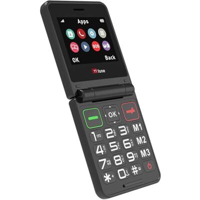 TTfone Telefono cellulare pieghevole TT660 per anziani con pulsanti grandi, assistenza emergenza e lunga durata batteria, 3G e 4G LTE, nero (con cavo USB) TTfone Telefono cellulare pieghevole TT660 per anziani con pulsanti grandi, assistenza emergenza e lunga durata batteria, 3G e 4G LTE, nero (con cavo USB)