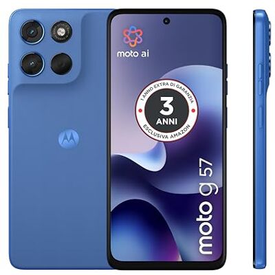 Motorola moto g57 con 3 anni di garanzia (8/256GB, Fotocamera 50+8MP+flicker sensor, Display 6.72" 120Hz, 5100mAh, Snapdragon 6s Gen 4, Android 16), PANTONE Regatta Motorola moto g57 con 3 anni di garanzia (8/256GB, Fotocamera 50+8MP+flicker sensor, Display 6.72" 120Hz, 5100mAh, Snapdragon 6s Gen 4, Android 16), PANTONE Regatta