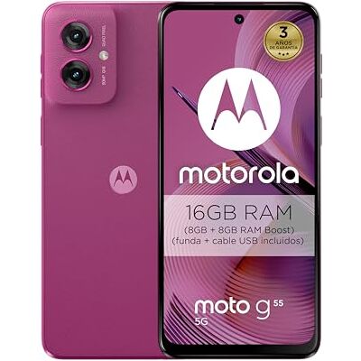 Motorola , Moto G55, 16 GB (8 GB+8 GB RAM Boost)/256 GB rosa, schermo 6,5" Full HD+ e Dolby Atmos, sistema di fotocamera da 50 MP con OIS, batteria 5000 mAh, ricarica TurboPower 30 W, finitura soft Motorola , Moto G55, 16 GB (8 GB+8 GB RAM Boost)/256 GB rosa, schermo 6,5" Full HD+ e Dolby Atmos, sistema di fotocamera da 50 MP con OIS, batteria 5000 mAh, ricarica TurboPower 30 W, finitura soft