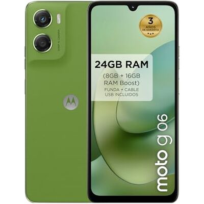 Motorola Moto G06 24 GB (8 GB + 16 GB RAM Boost)/256 GB colore Pantone Tendril, grande schermo da 6,88" con suono Dolby Atmos®, sistema fotocamera con IA da 50 MP, protezione impermeabile IP64, batteria da Motorola Moto G06 24 GB (8 GB + 16 GB RAM Boost)/256 GB colore Pantone Tendril, grande schermo da 6,88" con suono Dolby Atmos®, sistema fotocamera con IA da 50 MP, protezione impermeabile IP64, batteria da
