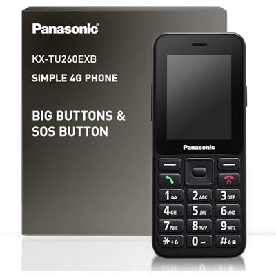 Panasonic KX-TU260EXB Telefono 4G Facile Da Usare, Telefono per Anziani, IP44, USB C, Fino a 7.5h autonomia, Schermo Chiaro da 2,4 pollici, Nero Panasonic KX-TU260EXB Telefono 4G Facile Da Usare, Telefono per Anziani, IP44, USB C, Fino a 7.5h autonomia, Schermo Chiaro da 2,4 pollici, Nero