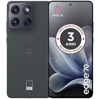 Motorola edge 70 con 3 anni di garanzia(8/256GB, Tripla 50MP, selfie 50MP, ultra sottile 5.99mm, 4800mAh Silicon-Carbon, Display 6.67" Super HD 120Hz, TurboPower 68W, Android 16) PANTONE Gadget Grey Motorola edge 70 con 3 anni di garanzia(8/256GB, Tripla 50MP, selfie 50MP, ultra sottile 5.99mm, 4800mAh Silicon-Carbon, Display 6.67" Super HD 120Hz, TurboPower 68W, Android 16) PANTONE Gadget Grey