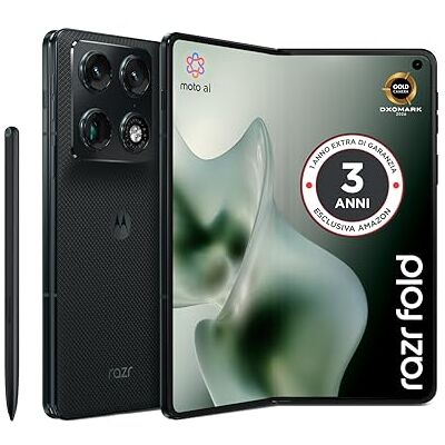 Motorola razr fold con 3 anni di garanzia (16/512GB, tripla camera 50MP, Display interno 8.1" esterno 6.6" pOLED 165Hz, Snapdragon® 8 Gen 5, 6000mAh, TurboPower 80W, Android 16) PANTONE Blackened Blue Motorola razr fold con 3 anni di garanzia (16/512GB, tripla camera 50MP, Display interno 8.1" esterno 6.6" pOLED 165Hz, Snapdragon® 8 Gen 5, 6000mAh, TurboPower 80W, Android 16) PANTONE Blackened Blue