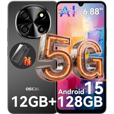 OSCAL Tiger 8 6.88" HD+ 120Hz Smartphone 5G AI, DokeOS(Android 15 Pro), 12GB+128GB/2TB Telefono Cellulare, 5000mAh/18W, 16MP+8MP, 5G Dual SIM/OTG/NFC/GPS/Face ID/Fingerprint OSCAL Tiger 8 6.88" HD+ 120Hz Smartphone 5G AI, DokeOS(Android 15 Pro), 12GB+128GB/2TB Telefono Cellulare, 5000mAh/18W, 16MP+8MP, 5G Dual SIM/OTG/NFC/GPS/Face ID/Fingerprint