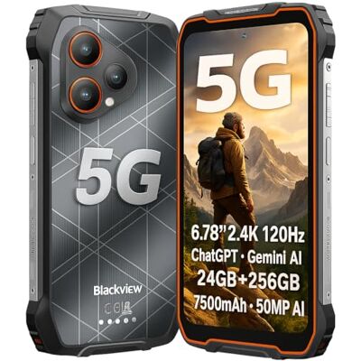 Blackview 5G Rugged AI Smartphone BL7000, Dimensity 6030, 24GB+256GB, Fotocamera AI 50MP, 6,78'' 2.4K 120Hz Schermo, Batteria 7500mAh, Telefono Impermeabile IP68/IP69K, Triplo Slot, NFC GPS Arancione Blackview 5G Rugged AI Smartphone BL7000, Dimensity 6030, 24GB+256GB, Fotocamera AI 50MP, 6,78'' 2.4K 120Hz Schermo, Batteria 7500mAh, Telefono Impermeabile IP68/IP69K, Triplo Slot, NFC GPS Arancione