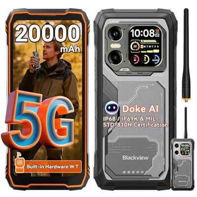 Blackview XPLORE 1 WT Rugged Smartphone 5G, 20000mAh Smartphone Rugged, 36GB+256GB, 6,78" FHD+ & 2,01" 120Hz Android 15, IP69K, 64MP+50MP+20MP, NFC/OTG/GPS/AI Blackview XPLORE 1 WT Rugged Smartphone 5G, 20000mAh Smartphone Rugged, 36GB+256GB, 6,78" FHD+ & 2,01" 120Hz Android 15, IP69K, 64MP+50MP+20MP, NFC/OTG/GPS/AI