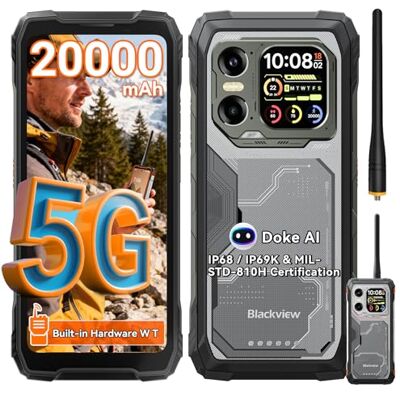 Blackview XPLORE 1 WT Rugged Smartphone 5G, 20000mAh Smartphone Rugged, 36GB+256GB, 6,78" FHD+ & 2,01" 120Hz Android 15, IP69K, 64MP+50MP+20MP, NFC/OTG/GPS/AI Blackview XPLORE 1 WT Rugged Smartphone 5G, 20000mAh Smartphone Rugged, 36GB+256GB, 6,78" FHD+ & 2,01" 120Hz Android 15, IP69K, 64MP+50MP+20MP, NFC/OTG/GPS/AI