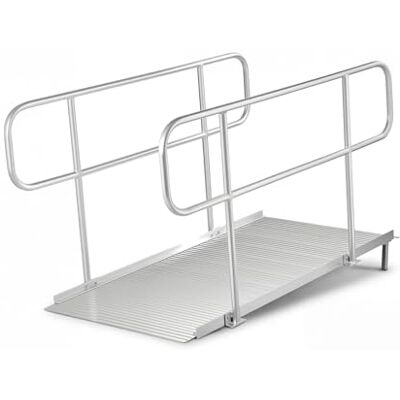 VEVOR Rampa per Sedia a Rotelle con Corrimano, 180 x 83 cm, Rampa per Soglia della Porta in Alluminio Resistente, Portata Massima 453,6 kg, Design Portatile per Gradini, Scale, Porte, Marciapiedi VEVOR Rampa per Sedia a Rotelle con Corrimano, 180 x 83 cm, Rampa per Soglia della Porta in Alluminio Resistente, Portata Massima 453,6 kg, Design Portatile per Gradini, Scale, Porte, Marciapiedi