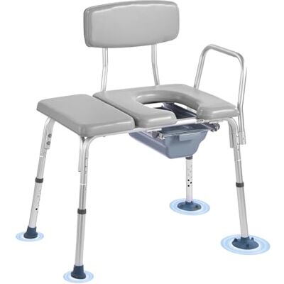 VEVOR Sedia Comoda da Comodino, Capacità di Carico di 227 kg, WC Sedile Rialzato con Seduta e Schienale Imbottiti, Secchio Rimovibile 5 L, Altezza Regolabili Sedia da Vasino per Anziani VEVOR Sedia Comoda da Comodino, Capacità di Carico di 227 kg, WC Sedile Rialzato con Seduta e Schienale Imbottiti, Secchio Rimovibile 5 L, Altezza Regolabili Sedia da Vasino per Anziani
