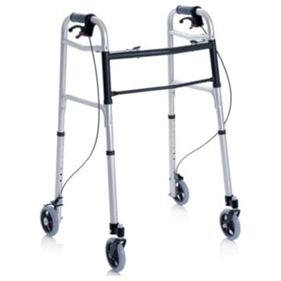 Moretti Deambulatore pieghevole in alluminio anodizzato – 2 ruote piroettanti e 2 ruote fisse con freno azionabile a mano Ø 12 cm – Click Cod.art. RP742 Moretti Deambulatore pieghevole in alluminio anodizzato – 2 ruote piroettanti e 2 ruote fisse con freno azionabile a mano Ø 12 cm – Click Cod.art. RP742