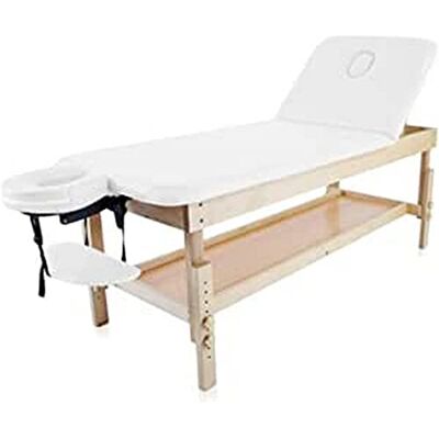 Quirumed Barella fissa in legno con schienale ribaltabile e vassoio, colore bianco, 186 x 70 cm, legno, similpelle, altezza regolabile, vassoio bracciolo, foro facciale, fino a 180 kg Quirumed Barella fissa in legno con schienale ribaltabile e vassoio, colore bianco, 186 x 70 cm, legno, similpelle, altezza regolabile, vassoio bracciolo, foro facciale, fino a 180 kg