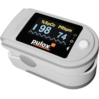 Pulox Pulsossimetro PO-200 Solo in grigio Misurazione della saturazione di ossigeno (SpO₂), della frequenza cardiaca (polso) e dell'indice di perfusione (PI) Pulox Pulsossimetro PO-200 Solo in grigio Misurazione della saturazione di ossigeno (SpO₂), della frequenza cardiaca (polso) e dell'indice di perfusione (PI)