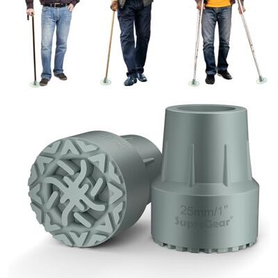 supregear Puntali di Ricambio per Bastone 25 mm, Gomma Antiscivolo E Durevole con Inserto in Metallo per Maggiore Stabilità, Piedini Ammortizzanti, Grigio (2 Pezzi) supregear Puntali di Ricambio per Bastone 25 mm, Gomma Antiscivolo E Durevole con Inserto in Metallo per Maggiore Stabilità, Piedini Ammortizzanti, Grigio (2 Pezzi)