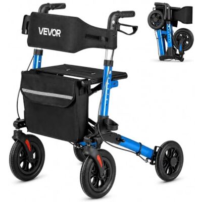 VEVOR Deambulatore con Sedile Portata 136 kg per Anziani, Deambulatore Compatto Pieghevole in 3, Ausilio Mobilità in Alluminio con Ruote in PU Maniglia Regolabile e Porta Bastone, per Sostegno Cammino VEVOR Deambulatore con Sedile Portata 136 kg per Anziani, Deambulatore Compatto Pieghevole in 3, Ausilio Mobilità in Alluminio con Ruote in PU Maniglia Regolabile e Porta Bastone, per Sostegno Cammino