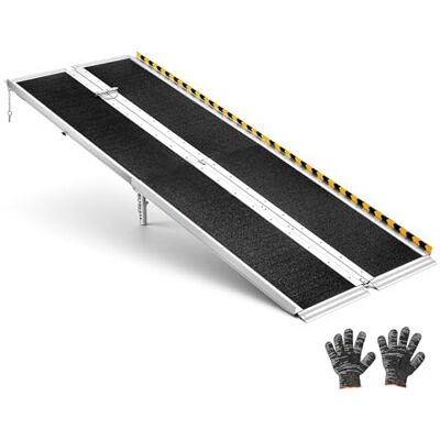 VEVOR Rampa Pieghevole per Sedie a Rotelle, 213,5 cm, Rampa di Soglia Portatile in Alluminio Resistente, Superficie Antiscivolo, Portata Massima 363 kg, per Gradini, Scale, Ingressi, Porte, Scooter VEVOR Rampa Pieghevole per Sedie a Rotelle, 213,5 cm, Rampa di Soglia Portatile in Alluminio Resistente, Superficie Antiscivolo, Portata Massima 363 kg, per Gradini, Scale, Ingressi, Porte, Scooter