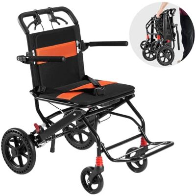 VEVOR Sedia a Rotelle Pieghevole per Adulti, Sedia da Trasporto Ultraleggera, con Braccioli Ribaltabili Lunghi Quanto Una Scrivania, Freno Autobloccante, Sedile Largo 45,72 cm Capacità di Peso 100 kg VEVOR Sedia a Rotelle Pieghevole per Adulti, Sedia da Trasporto Ultraleggera, con Braccioli Ribaltabili Lunghi Quanto Una Scrivania, Freno Autobloccante, Sedile Largo 45,72 cm Capacità di Peso 100 kg