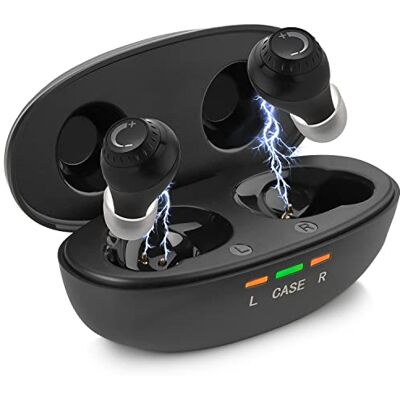 MEDca Mini Digital ITE ricaricabile personale dispositivo leggero con cancellazione del rumore, rilevamento nell'orecchio e quadrante di controllo del volume per adulti anziani, nero MEDca Mini Digital ITE ricaricabile personale dispositivo leggero con cancellazione del rumore, rilevamento nell'orecchio e quadrante di controllo del volume per adulti anziani, nero