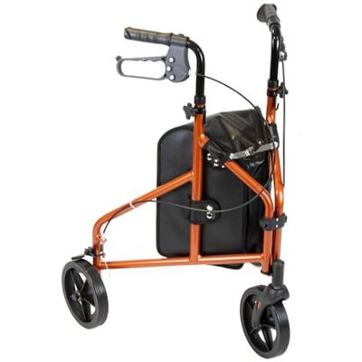 NRS Healthcare - 3 Wheel Aluminium Rollator - Arancione - Leggero - Rollator NRS Healthcare - 3 Wheel Aluminium Rollator - Arancione - Leggero - Rollator