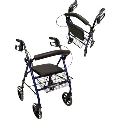 TERMIGEA RO10 Deambulatore per Anziani con Seduta Pieghevole, Carrello per Anziani per Camminare in Acciaio (Portata 130KG) Sedile e Schienale Imbottito, Freni di Stazionamento, Altezza Regolabile TERMIGEA RO10 Deambulatore per Anziani con Seduta Pieghevole, Carrello per Anziani per Camminare in Acciaio (Portata 130KG) Sedile e Schienale Imbottito, Freni di Stazionamento, Altezza Regolabile