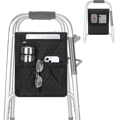 supregear Borsa Deambulatore, Organizer Universale Anziani con Tasche Multiple, Accessorio Leggero per Rollator, Sedie a Rotelle e Sponde Letto, Custodia Facile da Usare, Nero Floreale supregear Borsa Deambulatore, Organizer Universale Anziani con Tasche Multiple, Accessorio Leggero per Rollator, Sedie a Rotelle e Sponde Letto, Custodia Facile da Usare, Nero Floreale