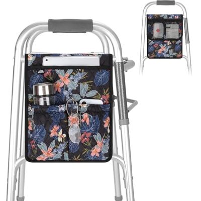supregear Borsa Deambulatore, Organizer Universale Anziani con Tasche Multiple, Accessorio Leggero per Rollator, Sedie a Rotelle e Sponde Letto, Custodia Facile da Usare, Nero Floreale supregear Borsa Deambulatore, Organizer Universale Anziani con Tasche Multiple, Accessorio Leggero per Rollator, Sedie a Rotelle e Sponde Letto, Custodia Facile da Usare, Nero Floreale