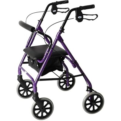 Deambulatore Pieghevole Leggero a Quattro Ruote con Sedile Imbottito, Freni con Blocco, Manici Ergonomici - Walker Deambulatore Pieghevole Leggero a Quattro Ruote con Sedile Imbottito, Freni con Blocco, Manici Ergonomici - Walker