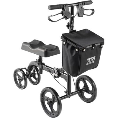 VEVOR Ginocchiera pieghevole, in acciaio al carbonio, con manubrio regolabile in altezza e ginocchiere, ruote solide per tutti i terreni, doppi freni, scooter per recupero gambe per lesioni rotte alla VEVOR Ginocchiera pieghevole, in acciaio al carbonio, con manubrio regolabile in altezza e ginocchiere, ruote solide per tutti i terreni, doppi freni, scooter per recupero gambe per lesioni rotte alla