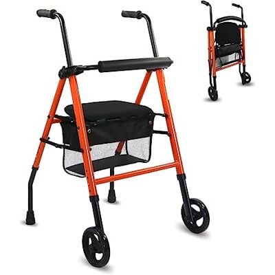 Mobiclinic ®, Deambulatore per anziani, Nerón, Marchio europeo, Adulti o disabili, In acciaio, Leggero, Pieghevole, Con seduta, Cestino e 2 ruote, Colore arancione Mobiclinic ®, Deambulatore per anziani, Nerón, Marchio europeo, Adulti o disabili, In acciaio, Leggero, Pieghevole, Con seduta, Cestino e 2 ruote, Colore arancione