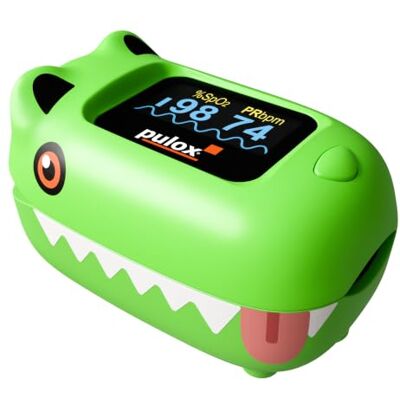 Pulox PO-230 Pulsiossimetro per bambini In verde con adesivi Misurazione della saturazione di ossigeno e della frequenza cardiaca Pulox PO-230 Pulsiossimetro per bambini In verde con adesivi Misurazione della saturazione di ossigeno e della frequenza cardiaca